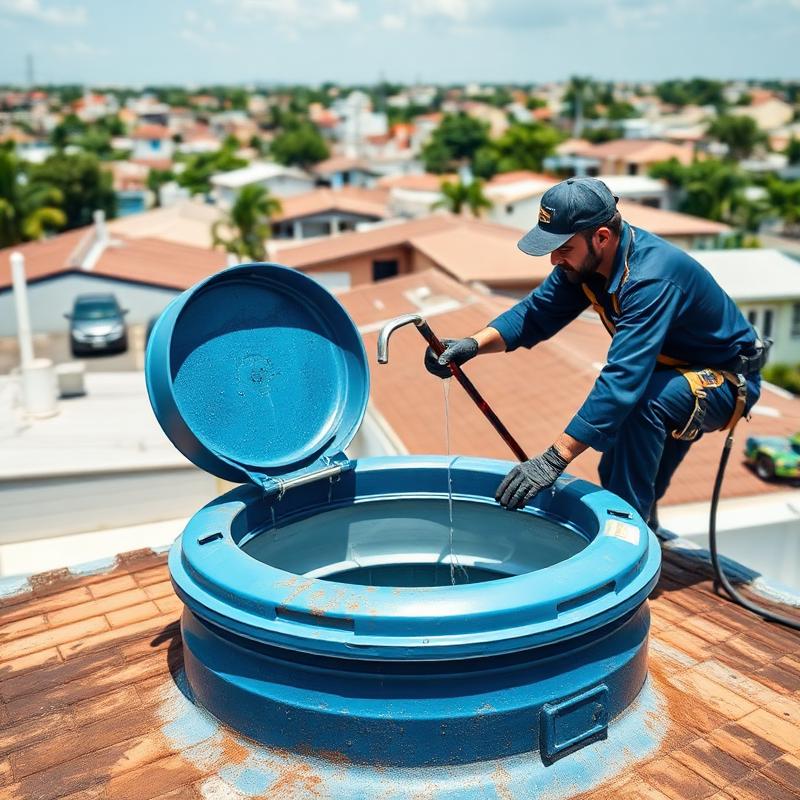 Limpeza de caixa d'água em telhado